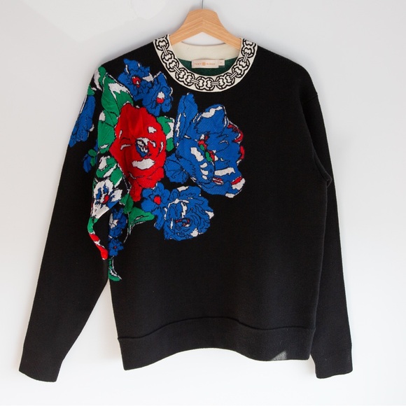 Tory Burch oversized floral wool blend sweater - Picture 3 of 8